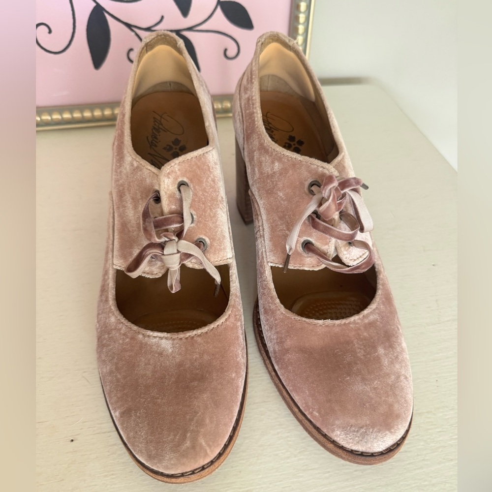 Patricia Nash Pink Velvet Lace-Up Heels
